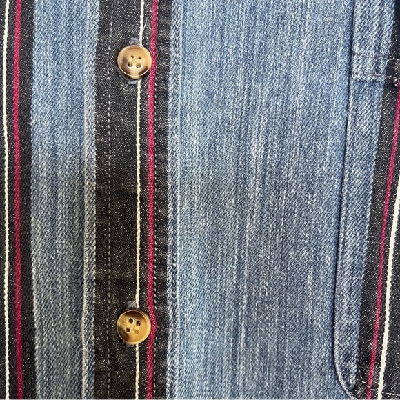 Sasson Men's Denim Button Down Shirt Size Large striped vintage 90’s - Picture 5 of 10